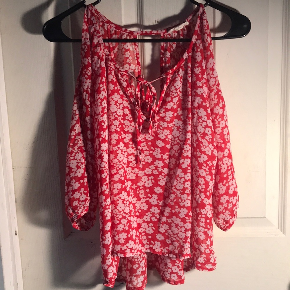 Red flower blouse